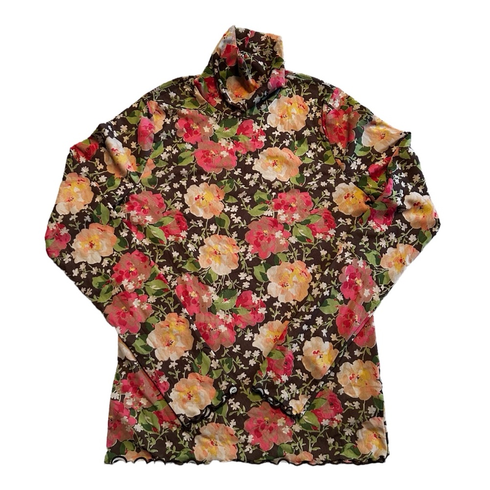 Polo Ralph Lauren - Women's Floral Crepe Scalloped Turtleneck - Size XXL
